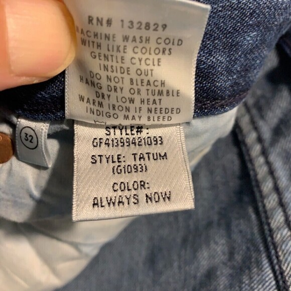 GRLFRND Tatum Always Now Cropped Distressed Straight Leg Blue Denim Jeans Sz 32 - Picture 6 of 8